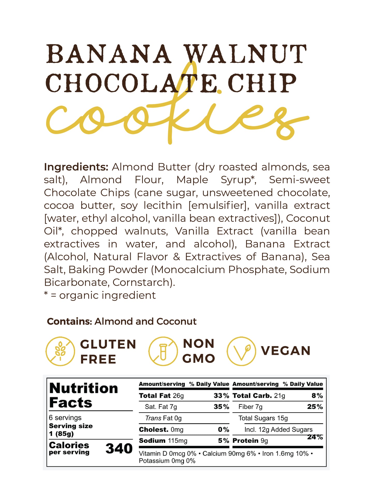 Banana Walnut Chocolate Chip - 12 Cookies